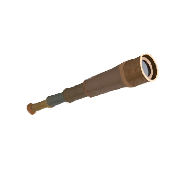 Dibujo de un catalejo de madera.