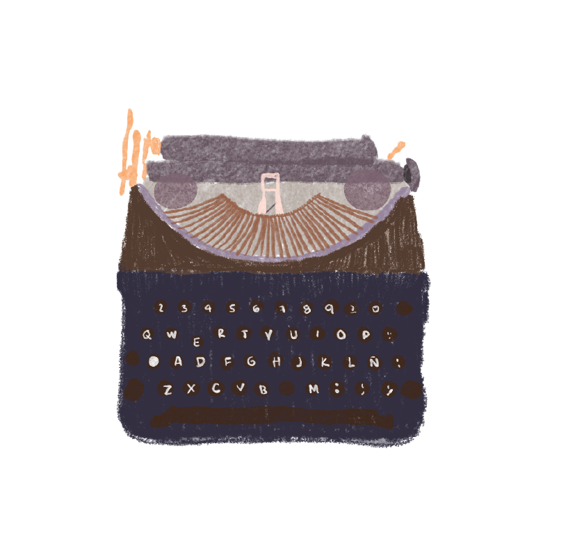 Dibujo de una m&aacute;quina de escribir antigua.